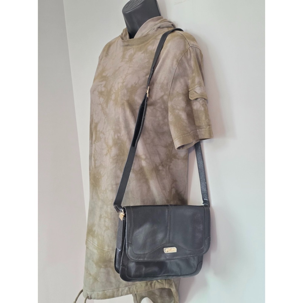 Vintage Philippe Women's Crossbody Bag Black Leather Shoulder Bag‎ Purse Rare
